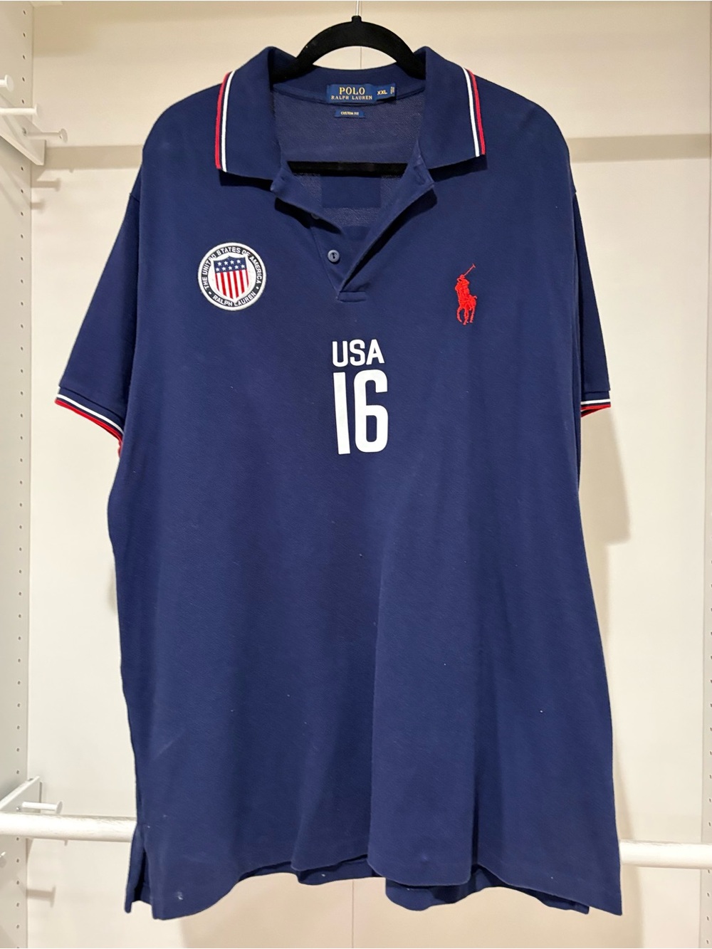 Polo Ralph Lauren Team USA Olympic Polo Shirt XXL Navy USA 16 Custom Fit